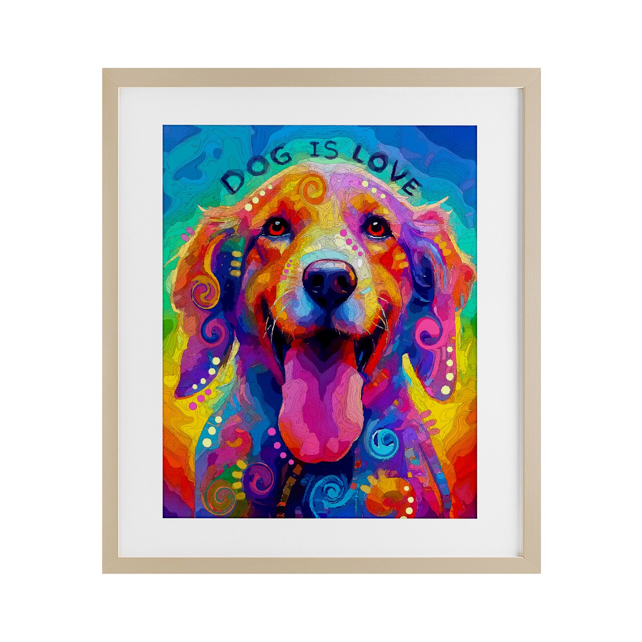 Stupell Industries Dog Is Love Swirled Pattern Framed Print Under Glass, design by Dean Russo- Evolution Collection